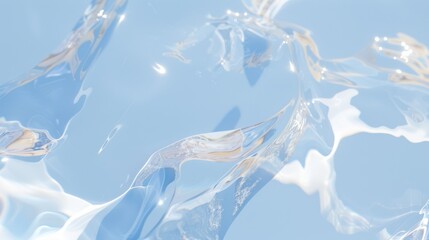 Abstract fluid background with pastel pink, blue, and gold hues, glossy texture, and luminous reflections. Background 