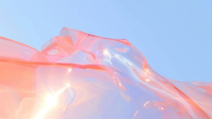 Abstract fluid background with pastel pink, blue, and gold hues, glossy texture, and luminous reflections. Background 