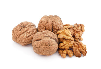 Walnuts and their kernels.
