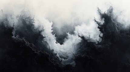 Fototapeta premium Abstract grayscale cloudscape, atmospheric landscape, dramatic scene, possible use in design or art