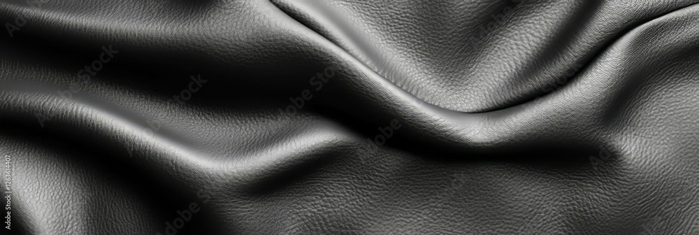 Poster textured gray leather background with soft shadows and visible folds for design use
