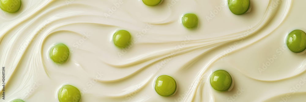 Aufkleber oat milk with green grape halves creating tranquil ripples in a smooth background