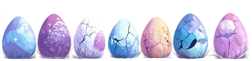 Easter vector illustration in cool blues and purples