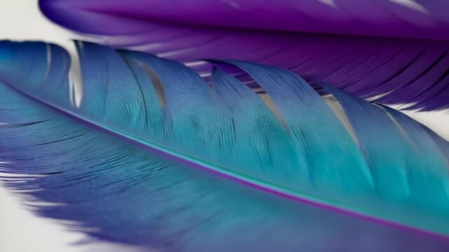  Close-up of Purple and Blue Feathers on White Background
