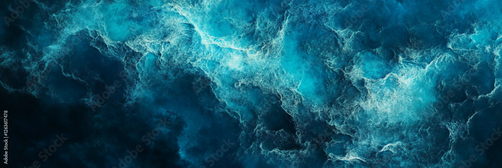 Poster dynamic ocean waves creating mesmerizing patterns in deep blue water