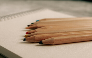 colored pencils on a sketchbook