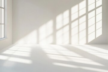 Fototapeta premium Light and shadow interplay in a serene indoor space with gentle diffused shadows