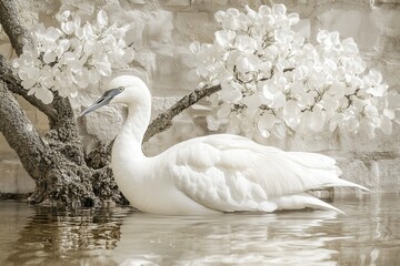 Obraz premium White Swan in Elegant Minimalist Setting