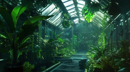 AI-powered Greenhouse Nurturing Exotic Plants Photograph