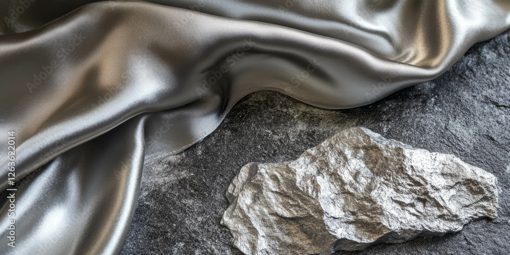 Poster elegant interaction of synthetic silk and rough shale in a modern context