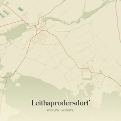 Fototapeta premium Vintage map of Leithaprodersdorf, Austria.