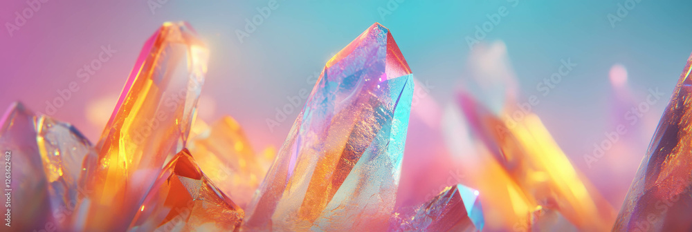 Poster vibrant abstract crystal flares with irregular shapes creating dynamic visual textures