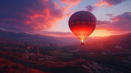 Obraz premium Hot air balloon over Cappadocia at sunrise
