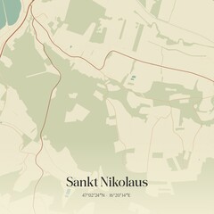 Fototapeta premium Vintage map of Sankt Nikolaus, Austria.