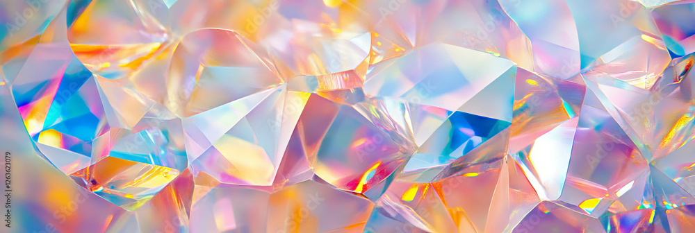 Poster dynamic light patterns created by angular and circular crystal flares in vibrant hues
