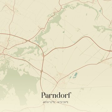 Vintage map of Parndorf, Austria.