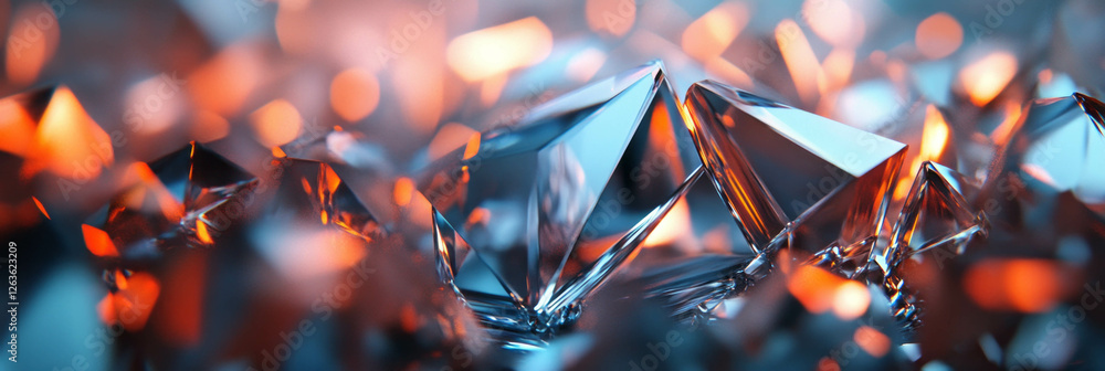Poster angular crystal flares showcase sharp edges and vibrant color separation in intricate chaos