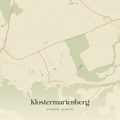 Vintage map of Klostermarienberg, Austria.