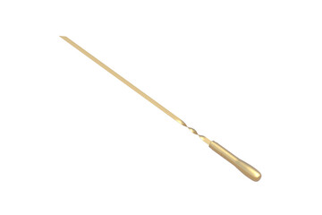 Golden skewer isolated on white background. 3d render