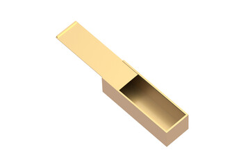Golden box for gift isolated on white background. 3d render