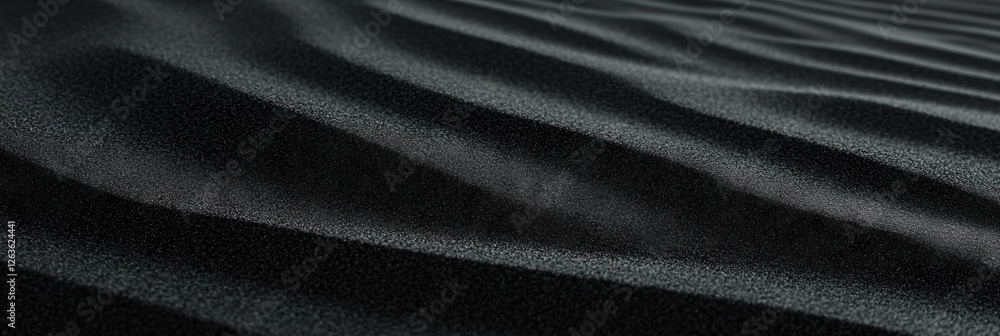 Poster black sand dune with intricate rippled texture and soft windblown patterns at sunset