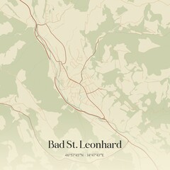 Vintage map of Bad St. Leonhard, Austria.