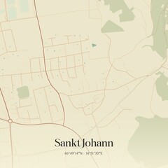Obraz premium Vintage map of Sankt Johann, Austria.