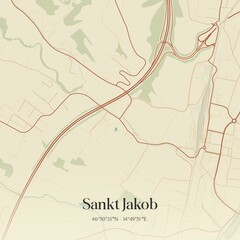 Vintage Map Sankt Jakob Austria