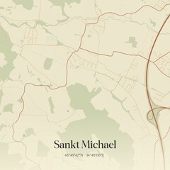Vintage map of Sankt Michael, Austria.