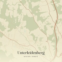 Vintage map of Unterleidenberg, Austria.