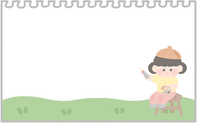 유치원 어린이집 미술시간 미술도구 미술판 일러스트