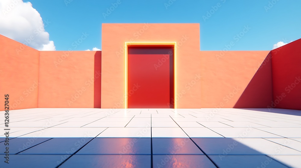 Canvas Prints Modern Coral Exterior Entrance