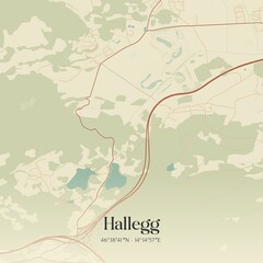 Vintage map of Hallegg, Austria.