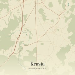 Vintage map of Krasta, Austria.