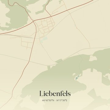 Vintage map of Liebenfels, Austria.
