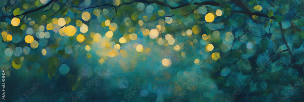 Poster bright circular bokeh texture with sparkling details and a cool blue tint in soft light