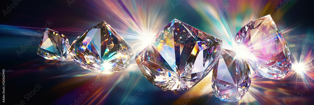 Poster bright crystal flares create intense rainbow patterns with defined sharp edges