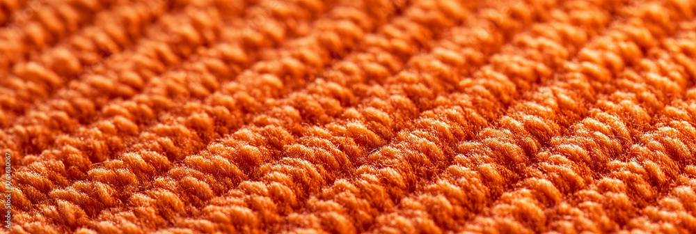 Poster bright orange loop carpet texture displaying dense patterns and highlights for interior design