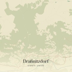 Fototapeta premium Vintage map of Draßnitzdorf, Austria.