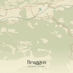 Vintage map of Bruggen, Austria.