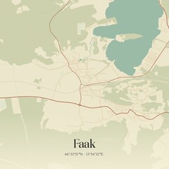 Vintage map of Faak, Austria.