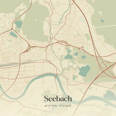 Vintage map of Seebach, Austria.