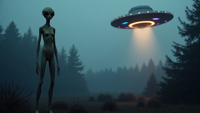 Mystical night encounter with extraterrestrial being and ufo