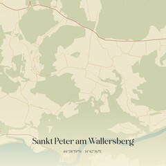 Fototapeta premium Vintage map of Sankt Peter am Wallersberg, Austria.