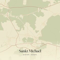 Fototapeta premium Vintage map of Sankt Michael, Austria.