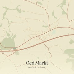 Fototapeta premium Vintage map of Oed Markt, Austria.
