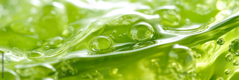 Poster clear aloe gel displaying a smooth and flowing texture with subtle light reflections
