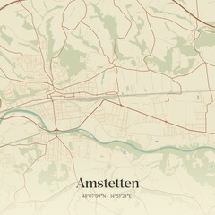 Vintage map of Amstetten, Austria.