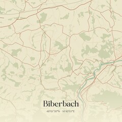 Vintage map of Biberbach, Austria.