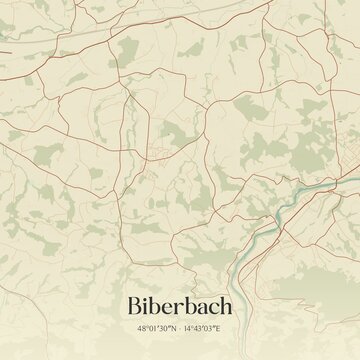 Vintage map of Biberbach, Austria.